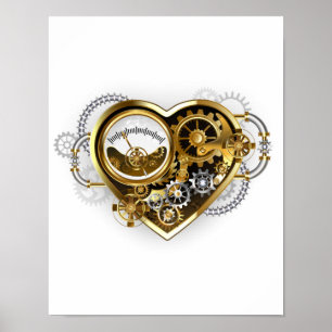 Póster Corazón de vapor con un manómetro