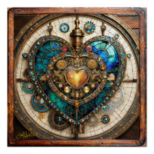 Póster Corazón de vidrio teñido de oro serie Steampunk