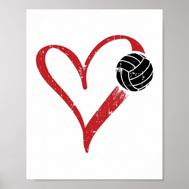 Póster Corazón de voleibol | Regalos de equipo de entrena (Frente)