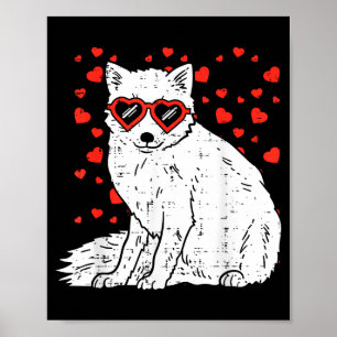 Póster Corazón de zorro de nieve ártico Gles Día de San V