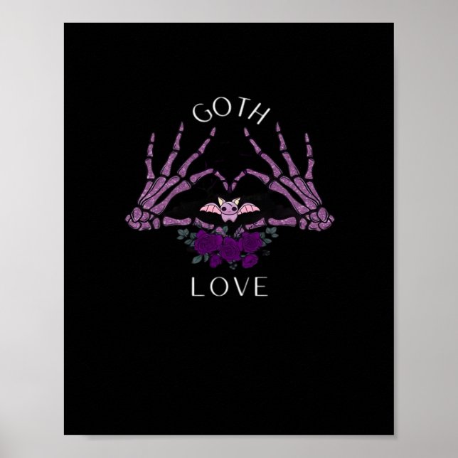 Póster Corazón del esqueleto del Gótico de embriaguez (Frente)