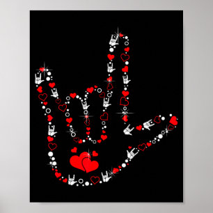 Póster Corazón del lenguaje de señas Amor Asl Día de San