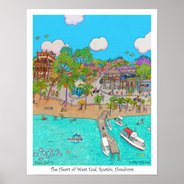Póster Corazón del West End #2, Roatan, Honduras. (Frente)