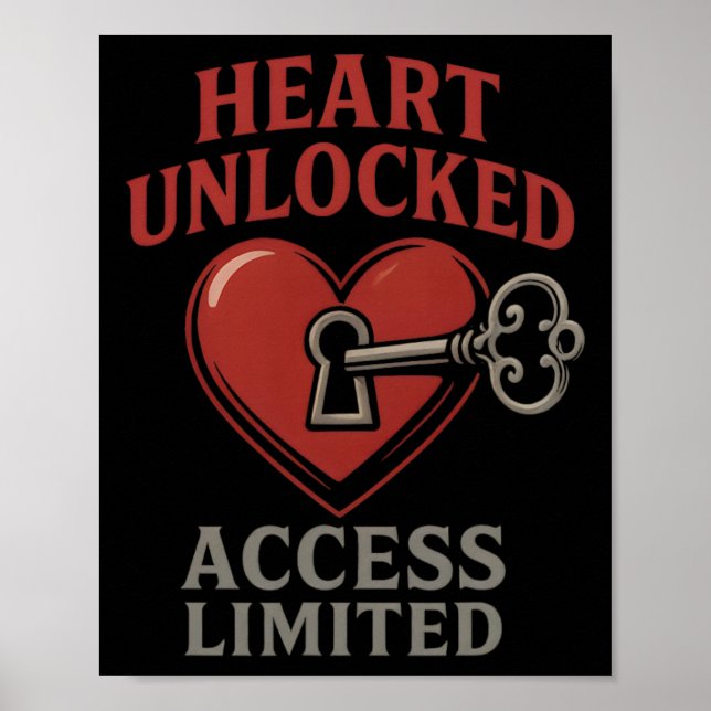 Póster Corazón Desbloqueado Acceso Limitado Llave Románti (Frente)