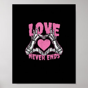 Póster Corazón día de San Valentín Skeleton manos corazón