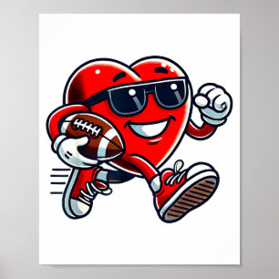 Póster Corazón Divertido Fútbol Americano San Valentín Sr