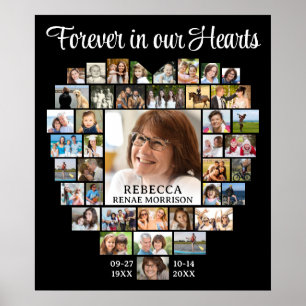 Póster Corazón en forma de 41 funeral de Collage de fotos