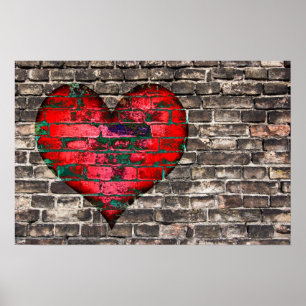 Póster Corazón en la pared