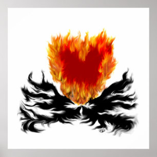 Póster Corazón en llamas