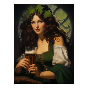 Póster Corazón Esmeralda, Ale Dorada   Maiden Irlandés Me