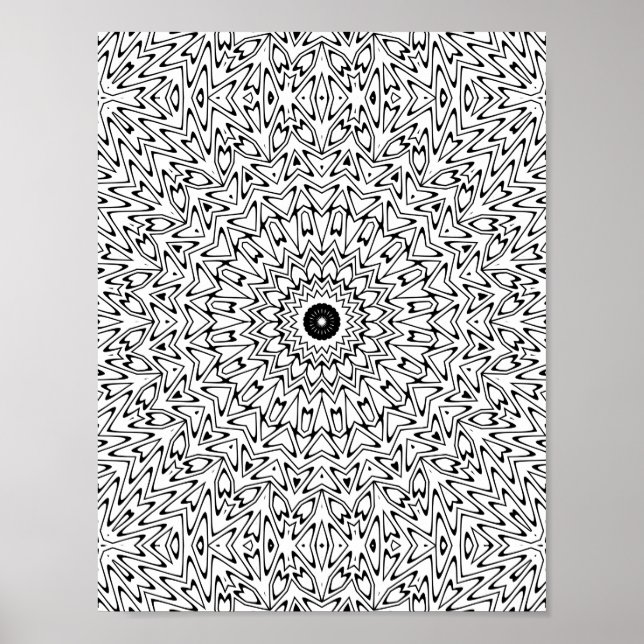 Póster Corazón Estallido Zigzag Eléctrico Calidoscopio Ma (Frente)