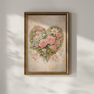 Póster Corazón Floral