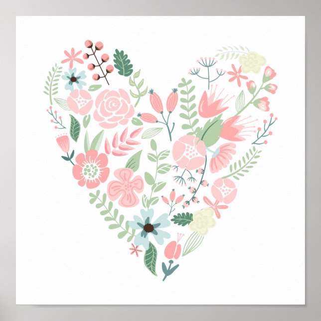 Póster Corazón floral (Frente)