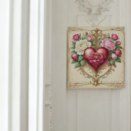 Póster Corazón floral vintage para el amor 💗