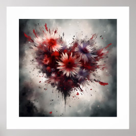 Póster Corazón florido