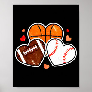 Póster Corazón Fútbol Baloncesto Fútbol Americano San Val