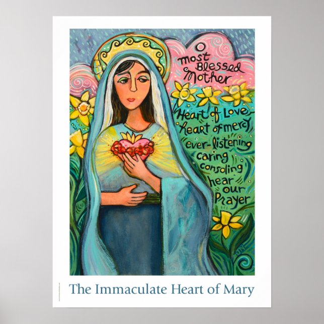 Póster Corazón inmaculado de María Poster, 18x24" (Frente)