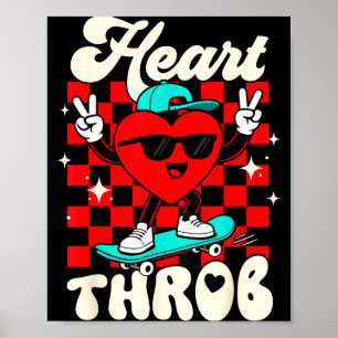 Póster Corazón Late Retro Groovy Día de San Valentín Niño