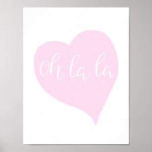 Póster Corazón lindo color de rosa femenino elegante oh