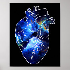 Póster Corazón lleno de anatomía espacial infinita