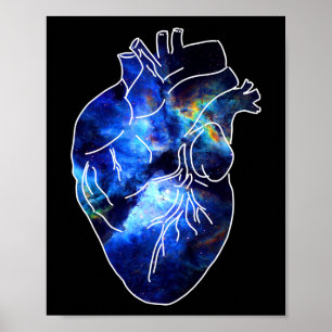 Póster Corazón lleno de anatomía espacial infinita