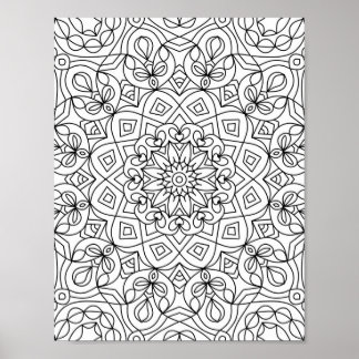 Póster Corazón Mandala Colorante adulto El color del dood