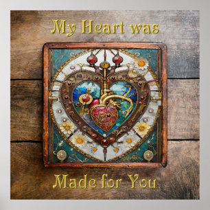 Póster Corazón mecánico Anatómico Steampunk Series