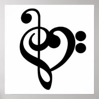 Corazón musical de música - Treble Bass Clef