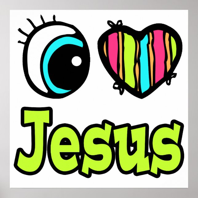 Póster Corazón Ojo Brillante Me Encanta Jesús (Frente)