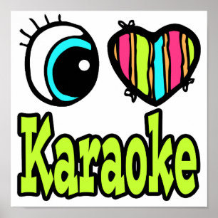 Póster Corazón Ojo Brillante Me Encanta Karaoke