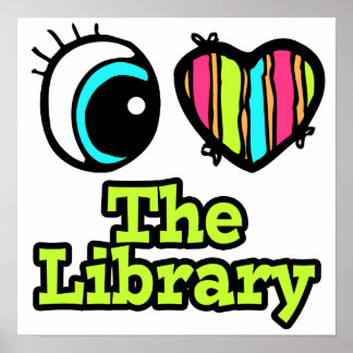 Póster Corazón Ojo Brillante Me Encanta La Biblioteca