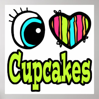 Póster Corazón Ojo Brillante Me Encantan Los Pasteles