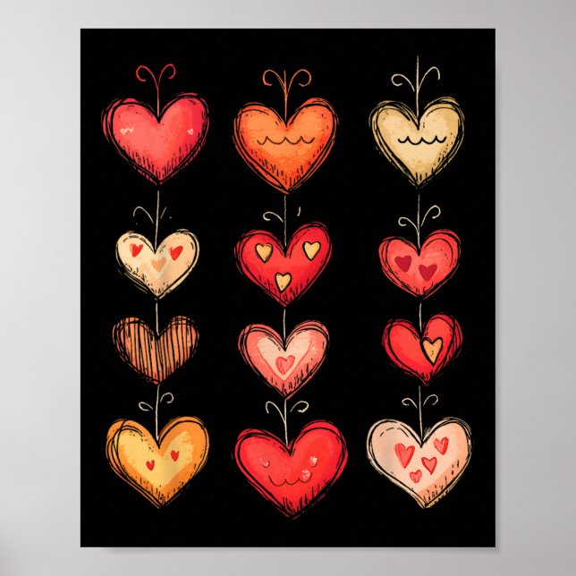 Póster Corazón Patrón San Valentín Divertido Día de San V (Frente)