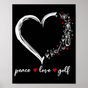 Póster Corazón Paz Amor Golf Jugadora Srt Amantes Ropa Mu