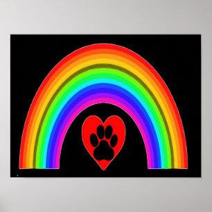 Póster Corazón poster con garra bajo arcoiris