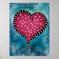 Corazón Poster Rosa Azul Azul Negro Cute