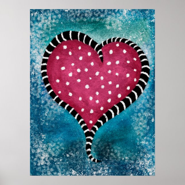 Póster Corazón Poster Rosa Azul Azul Negro Cute (Frente)