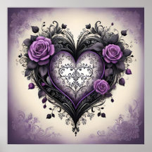 Corazón púrpura negro ornamentado 💜 Estilo gótico