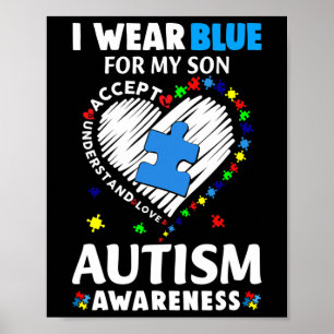 Póster Corazón Que Llevo Azul Para Mi Hijo Mes De Concien