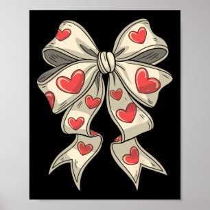 Póster Corazón Retro de San Valentín Lazo Coquette para M