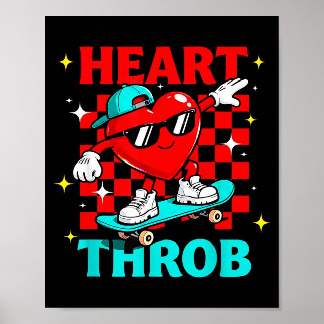 Póster Corazón Retro Groovy Throb Día de San Valentín Niñ (Frente)