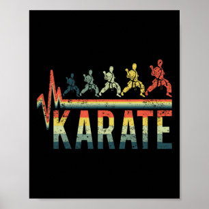 Póster Corazón Retro Vintage Palabra Karate Kickboxing Co
