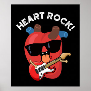 Póster Corazón Rock Música Divertida Castigo Fondo Oscuro