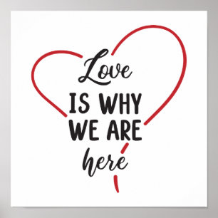 Póster Corazón Rojo Amor Blanco Negro Boda Ducha Nupcial