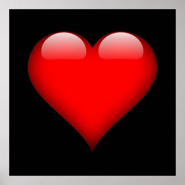 Póster Corazón Rojo Amor de Boda Tendencia (Frente)