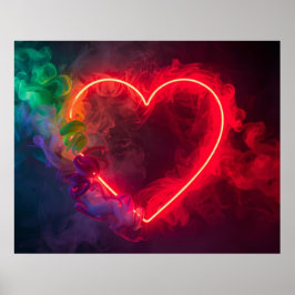 Póster Corazón rojo candente que fuma en una pared modern
