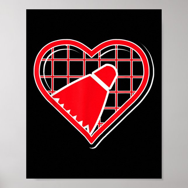 Póster Corazón Rojo de Bádminton Para Amantes del Bádmint (Frente)