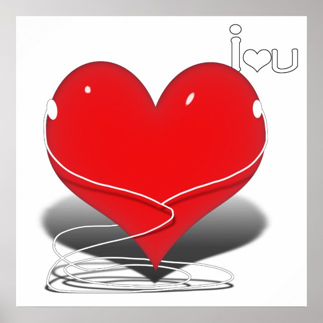 Póster Corazón Rojo iHeart con texto "I (H) H" (Frente)