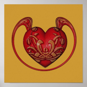 Póster Corazón Rojo Ornate