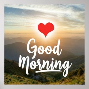 Póster Corazón Rojo Soleado Buenos Días